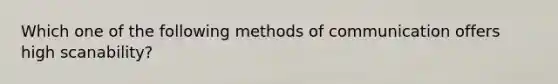 Which one of the following methods of communication offers high scanability?