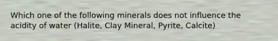 Which one of the following minerals does not influence the acidity of water (Halite, Clay Mineral, Pyrite, Calcite)