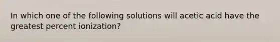 In which one of the following solutions will acetic acid have the greatest percent ionization?