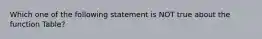 Which one of the following statement is NOT true about the function Table?