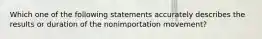 Which one of the following statements accurately describes the results or duration of the nonimportation movement?