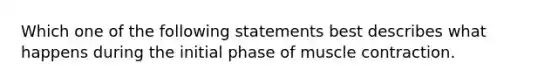 Which one of the following statements best describes what happens during the initial phase of muscle contraction.