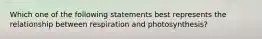 Which one of the following statements best represents the relationship between respiration and photosynthesis?