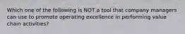 Which one of the following is NOT a tool that company managers can use to promote operating excellence in performing value chain activities?