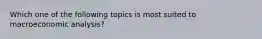 Which one of the following topics is most suited to macroeconomic analysis?