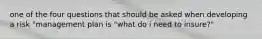 one of the four questions that should be asked when developing a risk "management plan is "what do i need to insure?"