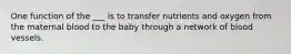 One function of the ___ is to transfer nutrients and oxygen from the maternal blood to the baby through a network of blood vessels.