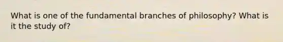 What is one of the fundamental branches of philosophy? What is it the study of?