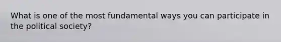 What is one of the most fundamental ways you can participate in the political society?