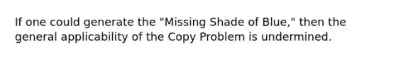 If one could generate the "Missing Shade of Blue," then the general applicability of the Copy Problem is undermined.