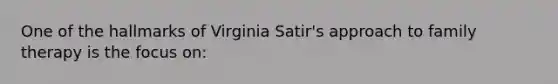 One of the hallmarks of Virginia Satir's approach to family therapy is the focus on: