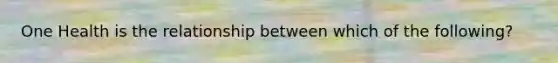 One Health is the relationship between which of the following?
