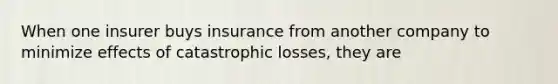 When one insurer buys insurance from another company to minimize effects of catastrophic losses, they are