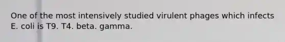 One of the most intensively studied virulent phages which infects E. coli is T9. T4. beta. gamma.