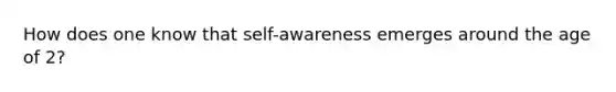 How does one know that self-awareness emerges around the age of 2?