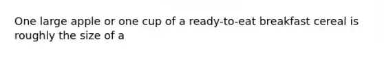 One large apple or one cup of a ready-to-eat breakfast cereal is roughly the size of a