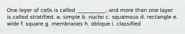 One layer of cells is called ___________, and more than one layer is called stratified. a. simple b. nuclei c. squamous d. rectangle e. wide f. square g. membranes h. oblique i. classified