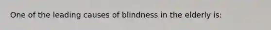 One of the leading causes of blindness in the elderly is: