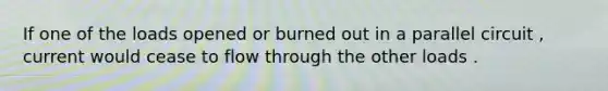 If one of the loads opened or burned out in a parallel circuit , current would cease to flow through the other loads .