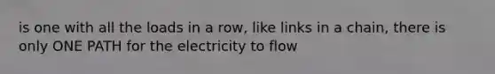 is one with all the loads in a row, like links in a chain, there is only ONE PATH for the electricity to flow