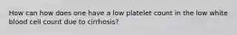 How can how does one have a low platelet count in the low white blood cell count due to cirrhosis?