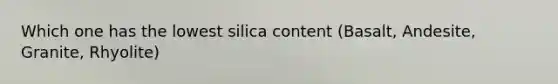 Which one has the lowest silica content (Basalt, Andesite, Granite, Rhyolite)