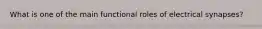 What is one of the main functional roles of electrical synapses?