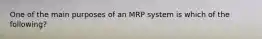 One of the main purposes of an MRP system is which of the following?