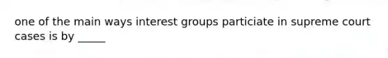 one of the main ways interest groups particiate in supreme court cases is by _____