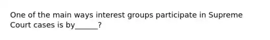 One of the main ways interest groups participate in Supreme Court cases is by______?