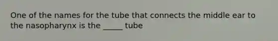 One of the names for the tube that connects the middle ear to the nasopharynx is the _____ tube