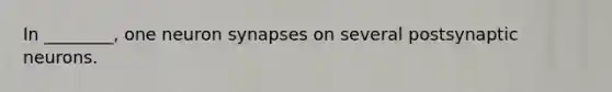 In ________, one neuron synapses on several postsynaptic neurons.
