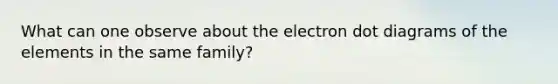 What can one observe about the electron dot diagrams of the elements in the same family?