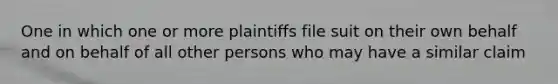 One in which one or more plaintiffs file suit on their own behalf and on behalf of all other persons who may have a similar claim