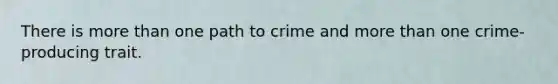 There is more than one path to crime and more than one crime-producing trait.