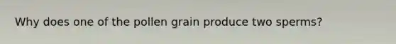 Why does one of the pollen grain produce two sperms?