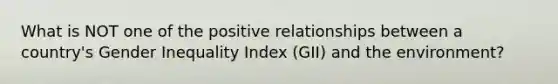 What is NOT one of the positive relationships between a country's Gender Inequality Index (GII) and the environment?