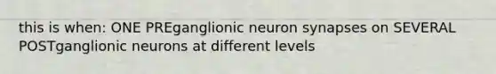 this is when: ONE PREganglionic neuron synapses on SEVERAL POSTganglionic neurons at different levels