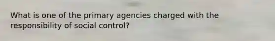 What is one of the primary agencies charged with the responsibility of social control?