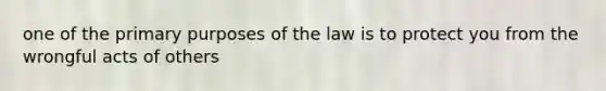 one of the primary purposes of the law is to protect you from the wrongful acts of others