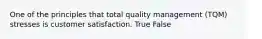 One of the principles that total quality management​ (TQM) stresses is customer satisfaction. True False