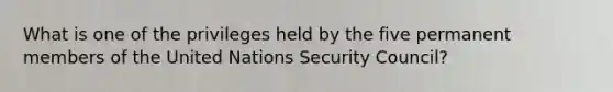 What is one of the privileges held by the five permanent members of the United Nations Security Council?