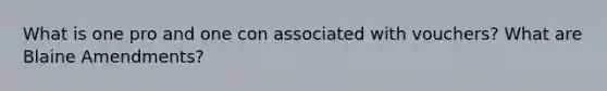 What is one pro and one con associated with vouchers? What are Blaine Amendments?