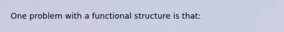 One problem with a functional structure is that: