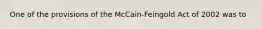 One of the provisions of the McCain-Feingold Act of 2002 was to