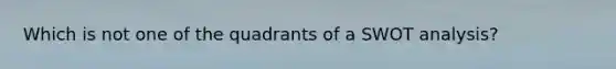 Which is not one of the quadrants of a SWOT analysis?