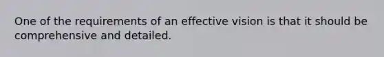 One of the requirements of an effective vision is that it should be comprehensive and detailed.