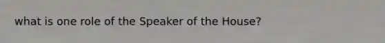 what is one role of the Speaker of the House?