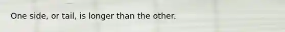 One side, or tail, is longer than the other.