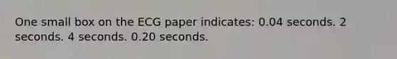 One small box on the ECG paper indicates: 0.04 seconds. 2 seconds. 4 seconds. 0.20 seconds.